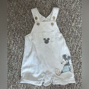 Disney Baby beige Mickey Mouse shortall romper size 3 months